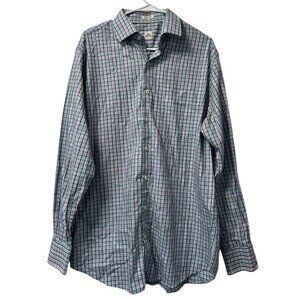 Peter Millar Shirt Men Size Large Blue/Green/Pink Cotton Button Down Preppy City